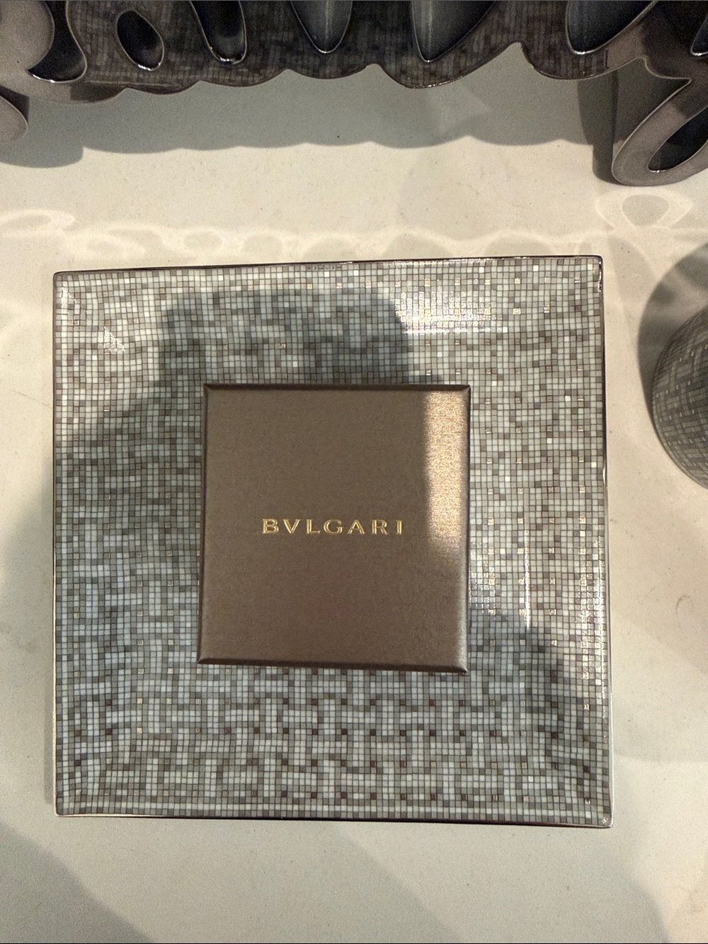 Bulgari Bronze Metallic Gift Box with Gold Logo 2 3/4